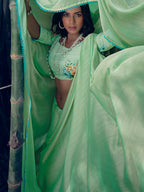 Stylee Lifestyle Green Art Silk Woven Saree | Grocsy