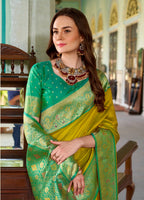 Anaita Mustard Soft Silk Zari Weaving Saree With Blouse Piece | Grocsy