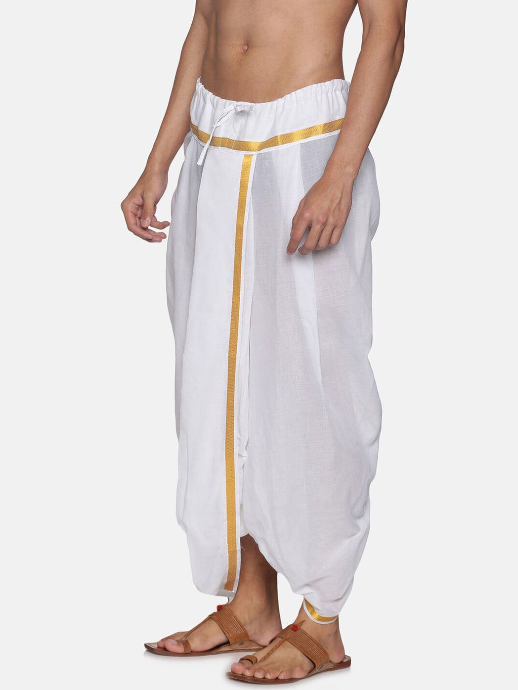Sethukrishna Men Pack Of 2 White Solid Cotton Readymade Dhoti Pants | Grocsy