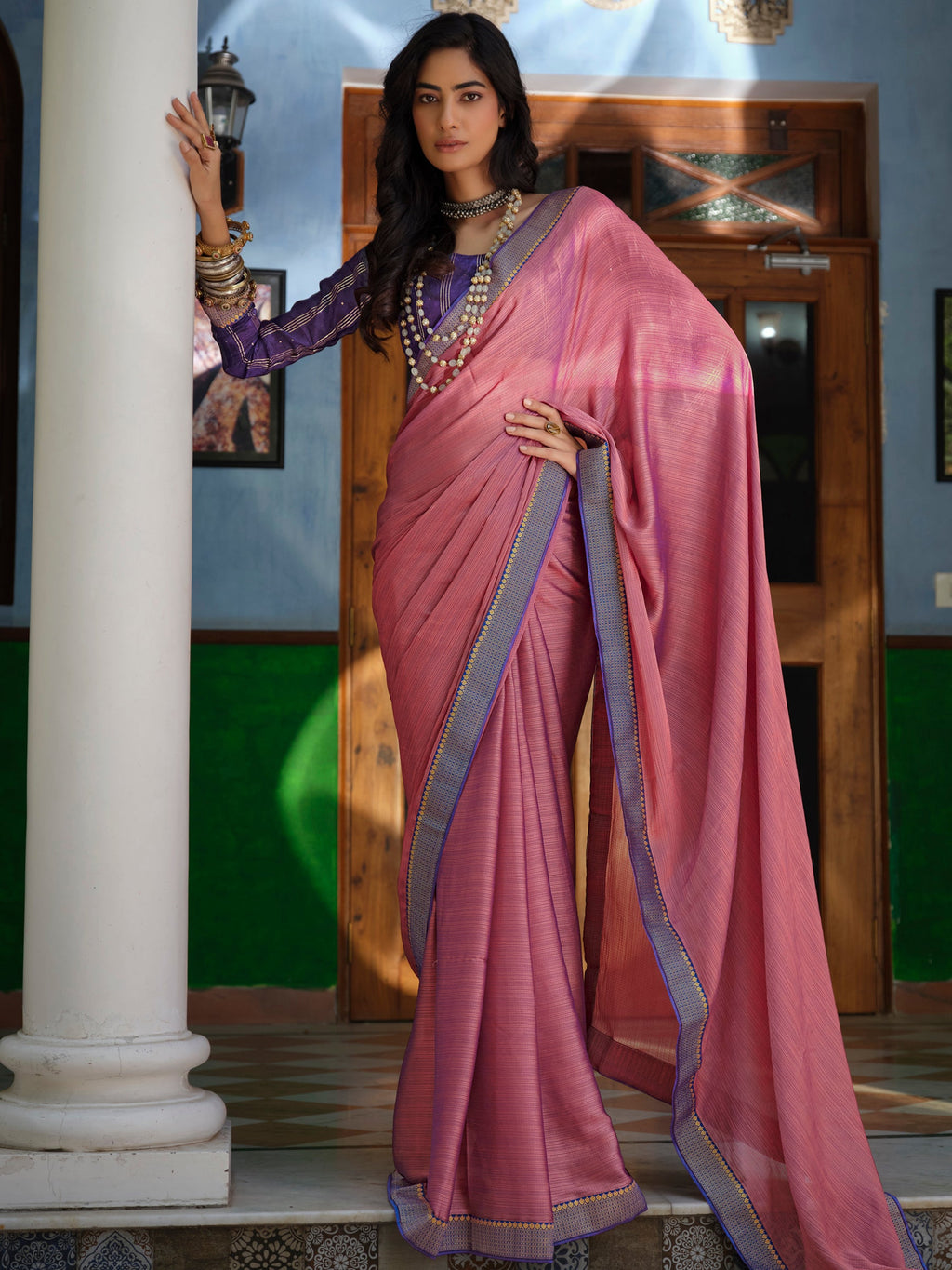Stylee Lifestyle Magenta Art Silk Woven Saree | Grocsy