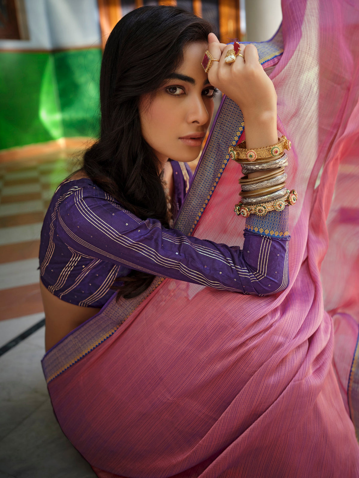 Stylee Lifestyle Magenta Art Silk Woven Saree | Grocsy