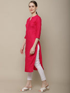 Sangria Women Pink Thread Work Straight Kurta | Grocsy