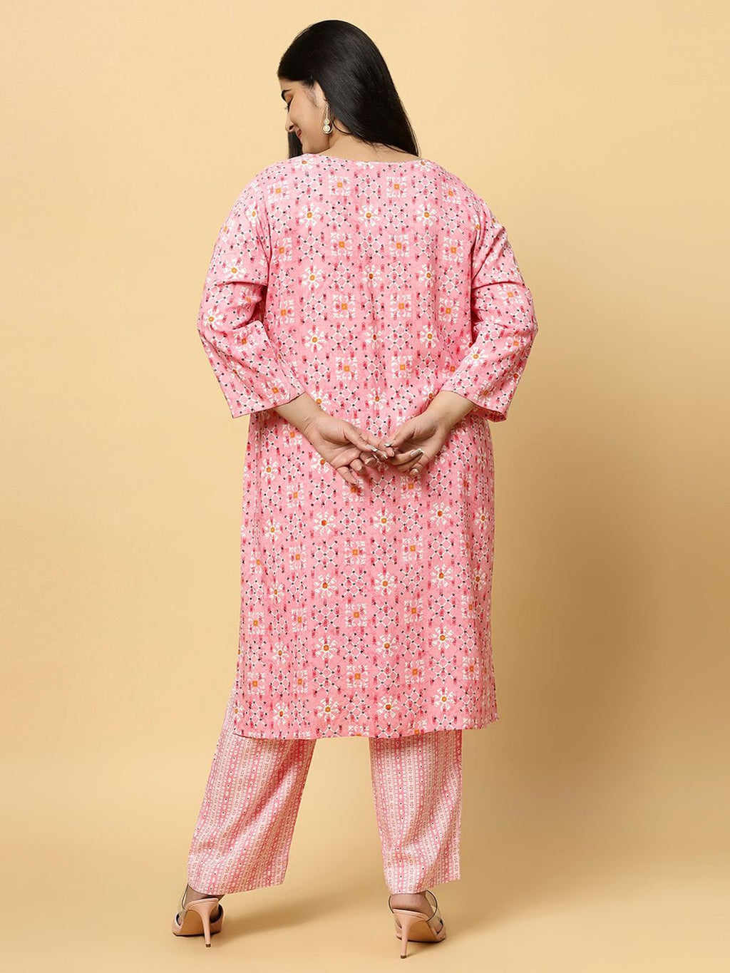 Sztori Plus Size Ethnic Motifs Printed Pure Cotton Kurta & Trouser | Grocsy