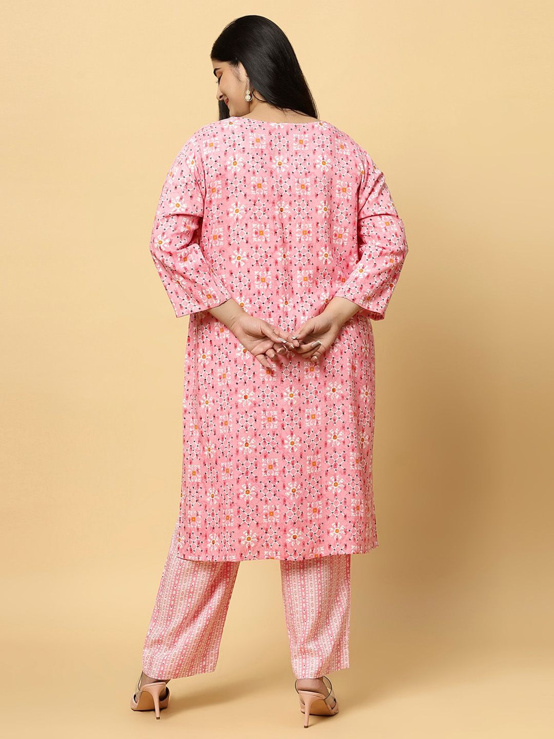 Sztori Plus Size Ethnic Motifs Printed Pure Cotton Kurta & Trouser | Grocsy