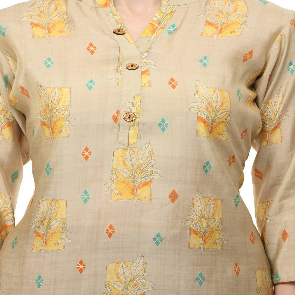 Lagi Women's Orange Printed Straight Kurta & Pant (MC45B) | Grocsy