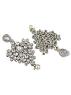 Tehzeeb Creations Platinum Plated Silver Polish Stone Mini Bridal Choker Set for Women & Girls | Grocsy