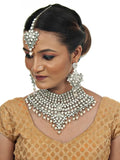 Tehzeeb Creations Platinum Plated Silver Polish Stone Mini Bridal Choker Set for Women & Girls | Grocsy
