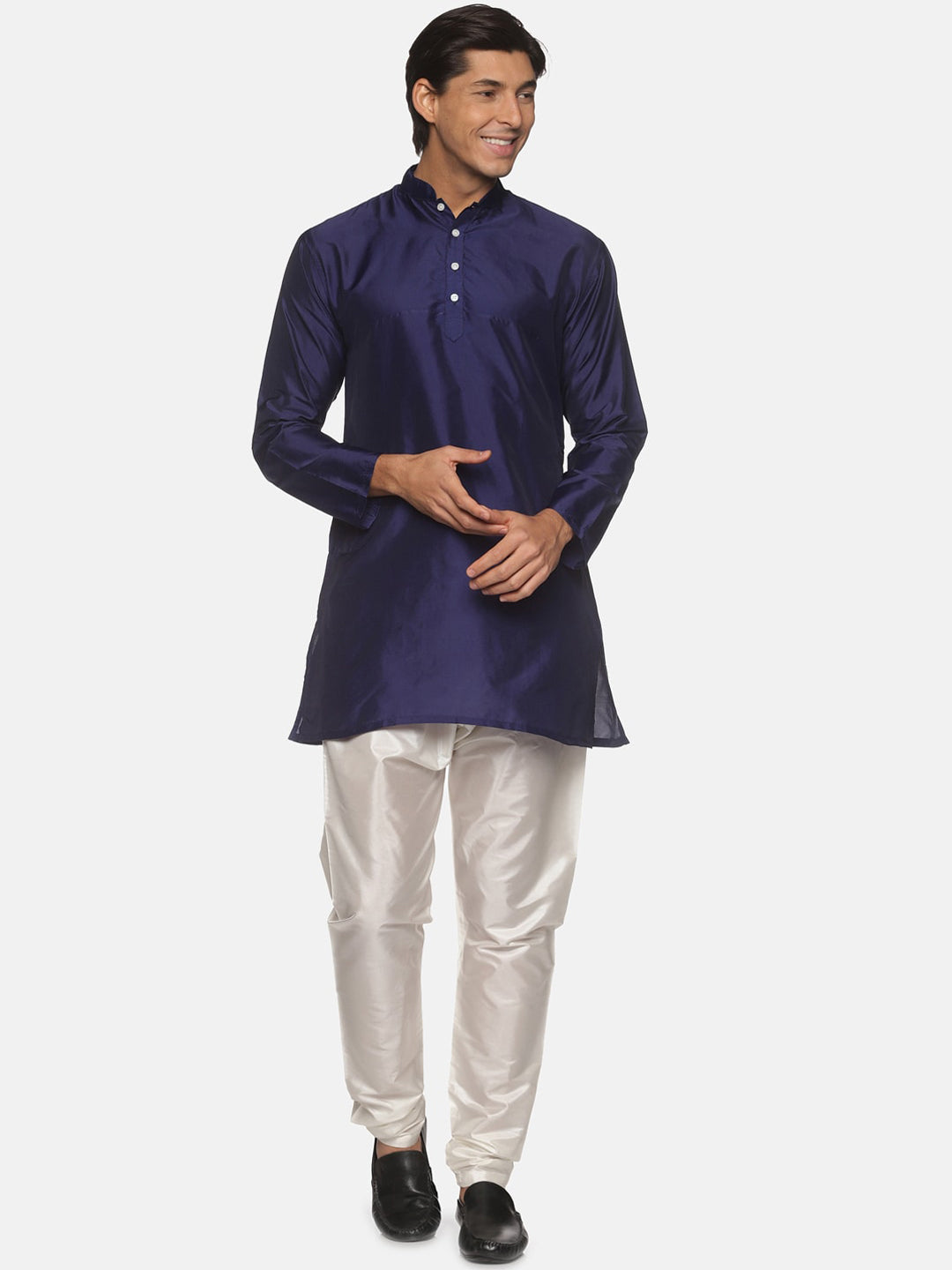 Sethukrishna Men Navy Blue Kurta with Pyjamas | Grocsy