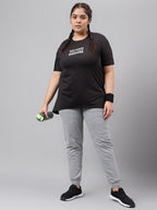 MKH Plus Size Typography Printed Drop Shoulder Sleeves Relaxed Fit Dri-FIT Sports T-Shirt | Grocsy