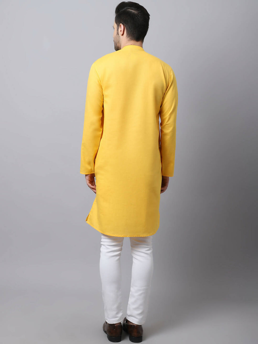 Even Apparels Yellow Pure Cotton Men's Kurta With Side Placket | Grocsy