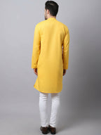 Even Apparels Yellow Pure Cotton Men's Kurta With Side Placket | Grocsy