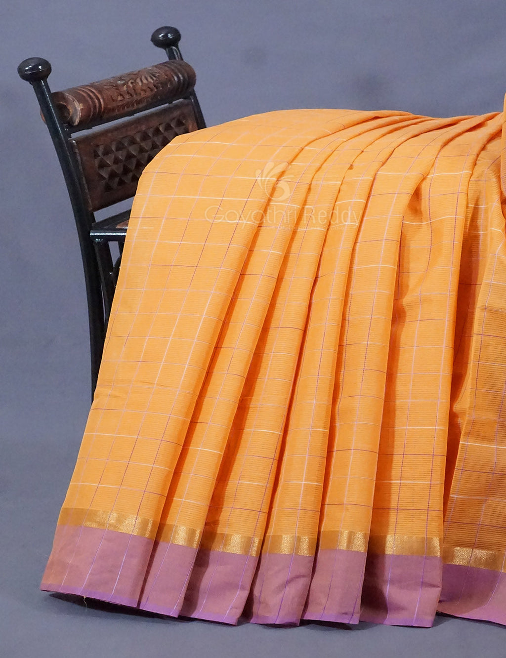Dual Shade of Orange And Purple Pure Mangalgiri Cotton By Gayathri Reddy Designer Studio | Grocsy