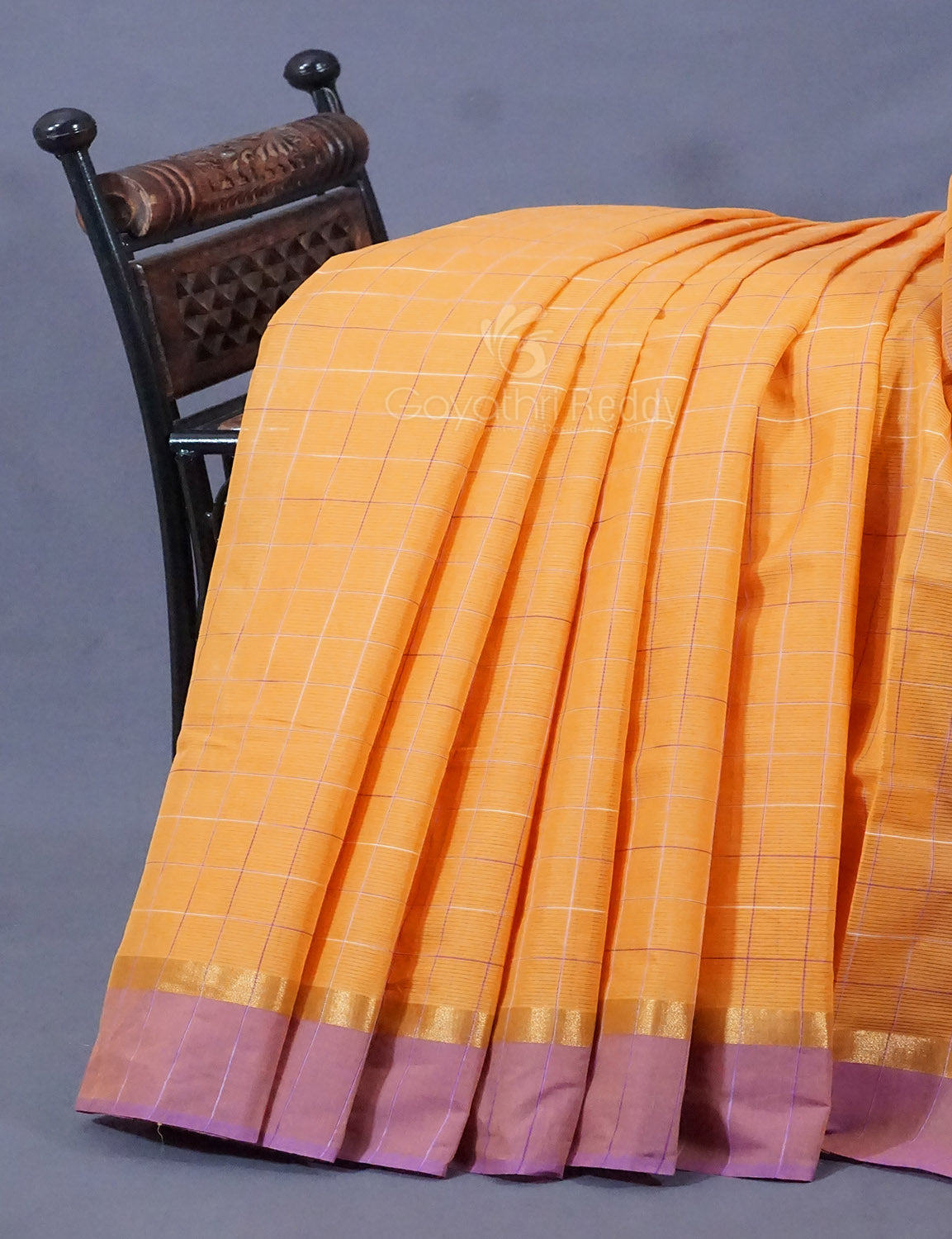 Dual Shade of Orange And Purple Pure Mangalgiri Cotton By Gayathri Reddy Designer Studio | Grocsy