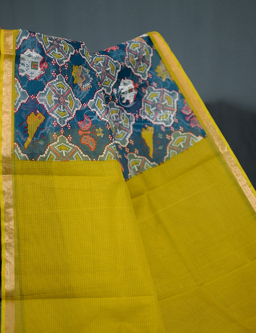 Shades of Elephant Grey Colour With Patola Design Pure Kota Cotton Saree By Gayathri Reddy Designer Studio | Grocsy