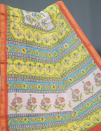 Creame Coloured Combination Printed Cotton Saree By Gayathri Reddy Designer Studio | Grocsy