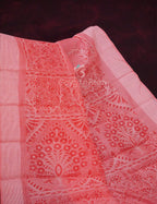 Peach Coloured Block Print Semi Chanderi Saree By Gayathri Reddy Designer Studio | Grocsy