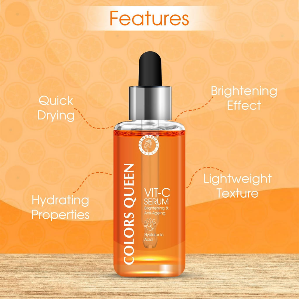 Colors Queen Vitamin C Face Serum For Glowing Skin With Hyaluronic Acid | Grocsy