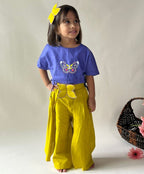 ArthLife Mustard Purple Butterfly Embroidered Co-Ord Set | Grocsy