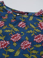 Sangria Floral Printed Boat Neck Straight Kurta | Grocsy