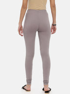 Souchii Grey Solid Slim-Fit Churidar-Length Leggings | Grocsy