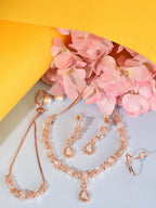 Saraf RS Jewellery Rose Gold-Polished AD Studded Designer Jewellery Set | Grocsy