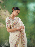 Teeya Creation Womens New Trendy Party Wear Soft Crush Silk Saree-White | Grocsy