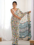Designer Partywear Georgette White Fancy Saree - Durga | Grocsy