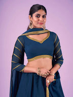Myra Navy Blue Georgette Embroidered Designer Lehenga | Grocsy