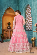 Anaita Pink Embroidered Net Anarkali Suit | Grocsy
