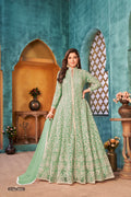 Anaita Light Green Embroidered Net Anarkali Suit | Grocsy