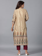 Juniper Women Beige Shantoon Printed Straight Kurta | Grocsy