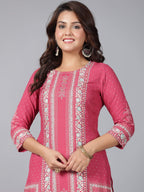 Juniper Women Mauve Rayon Printed Straight Kurta | Grocsy