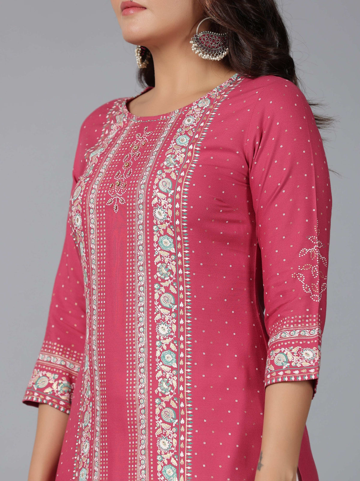 Juniper Women Mauve Rayon Printed Straight Kurta | Grocsy