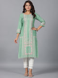 Juniper Women Sage Green Rayon Printed Straight Kurta | Grocsy