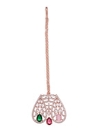 Saraf RS Jewellery Rose Gold-Polished White & Green AD-Studded Jewellery Set | Grocsy