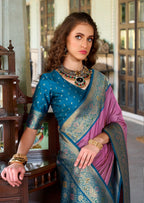 Anaita Pink Soft Silk Zari Weaving Saree With Blouse Piece | Grocsy