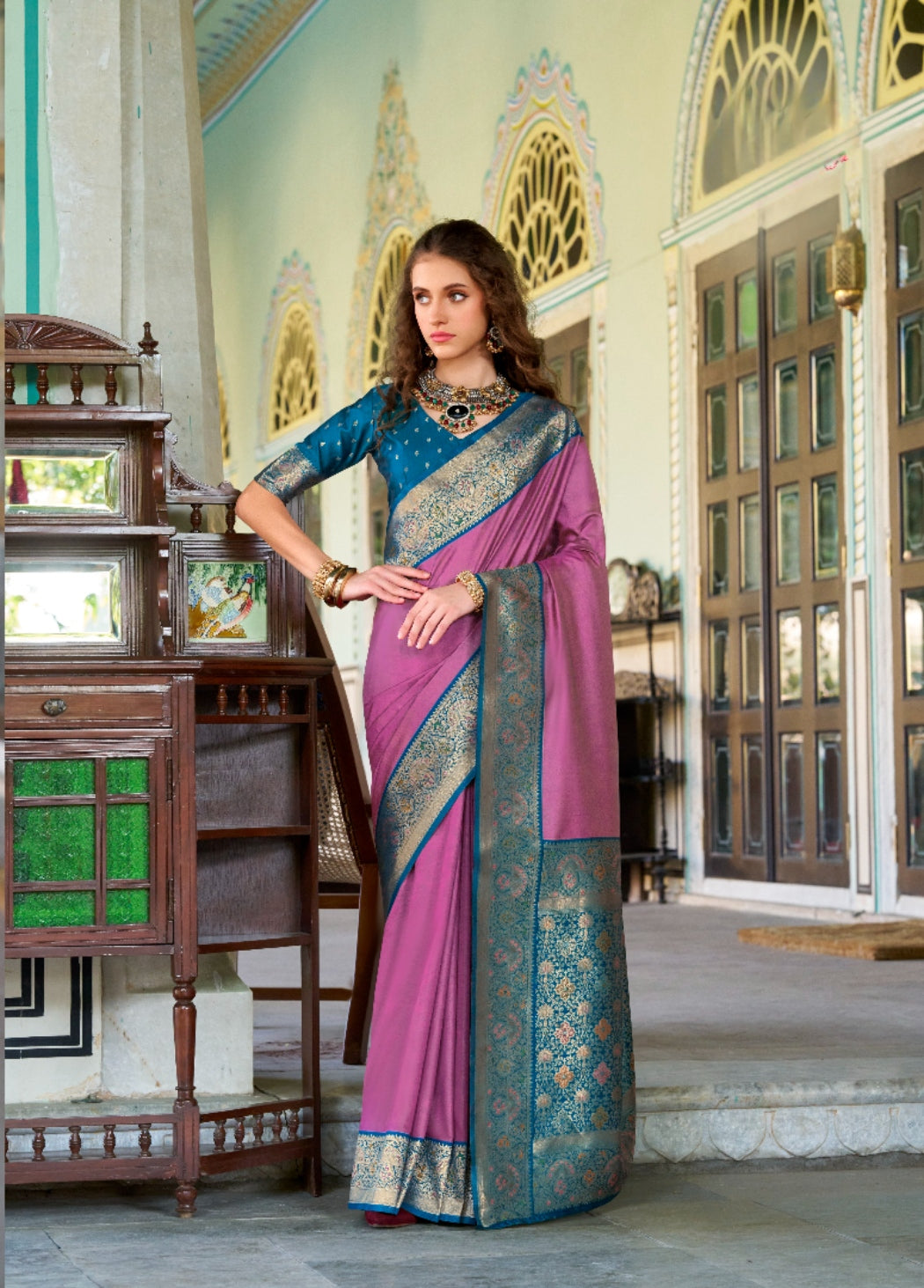 Anaita Pink Soft Silk Zari Weaving Saree With Blouse Piece | Grocsy