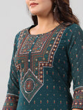 Juniper Women Green Georgette Printed High-Low Straight Tunic | Grocsy
