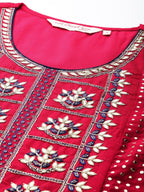 All About You Ethnic Motifs Embroidered Chanderi Silk Kurta with Trousers & With Dupatta | Grocsy