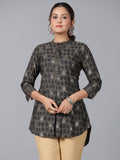 Juniper Women Black Muslin Printed High-Low Straight Tunic | Grocsy