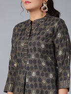 Juniper Women Black Muslin Printed High-Low Straight Tunic | Grocsy