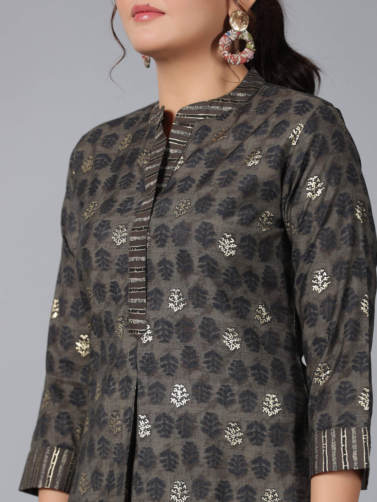 Juniper Women Black Muslin Printed High-Low Straight Tunic | Grocsy