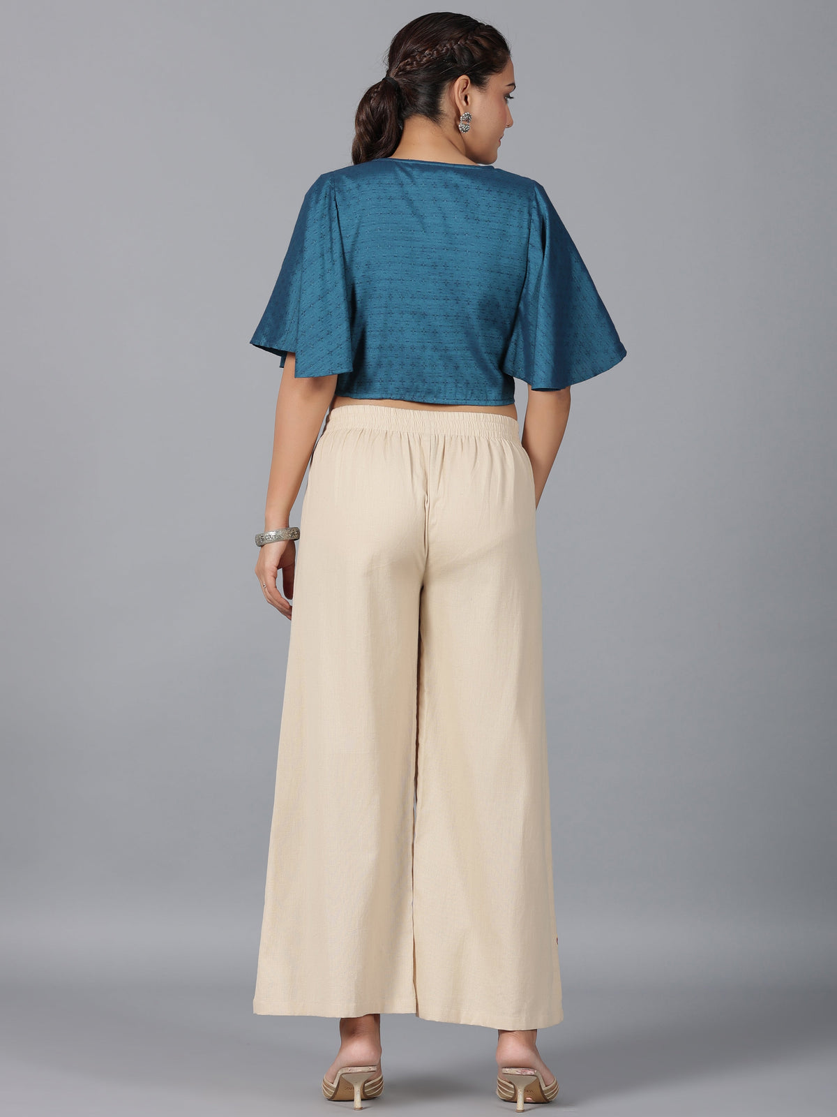 Juniper Women Blue Rayon Embroidered Clothing Set | Grocsy