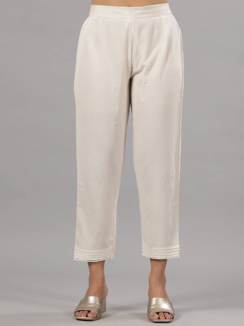 Juniper Woemen Natural Rayon Flex Solid Pants | Grocsy