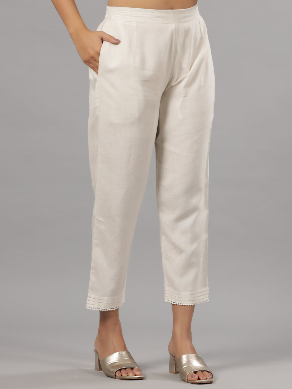 Juniper Woemen Natural Rayon Flex Solid Pants | Grocsy