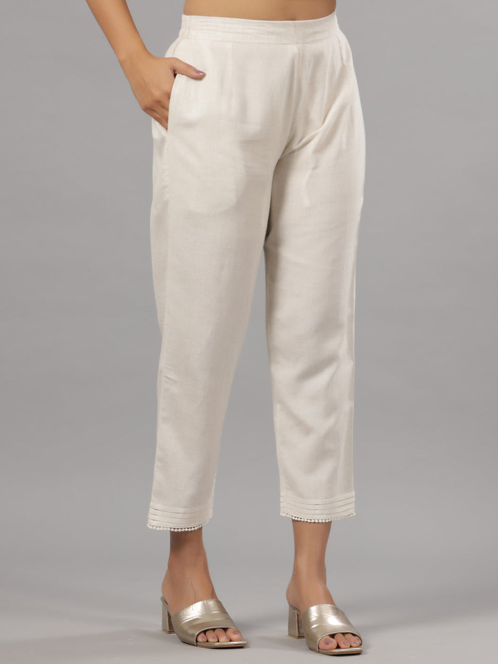 Juniper Women Natural Liva Rayon Solid Pants | Grocsy