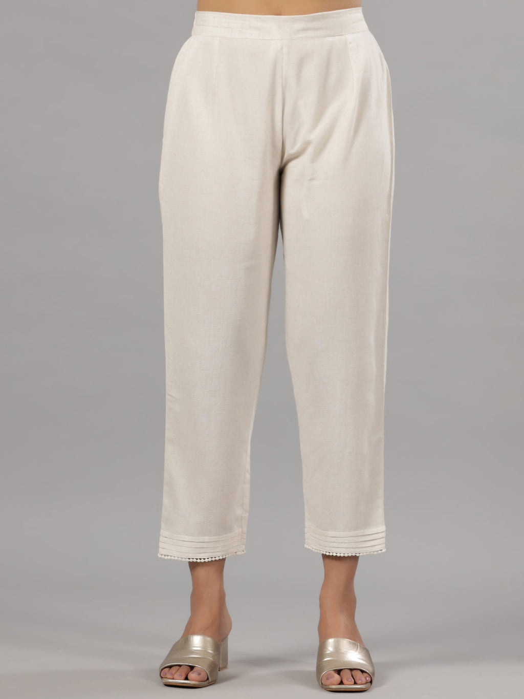 Juniper Women Natural Liva Rayon Solid Pants | Grocsy