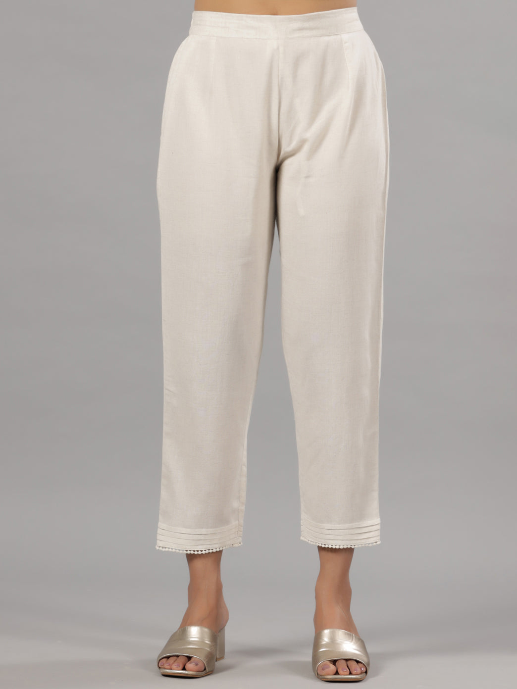 Juniper Women Natural Liva Rayon Solid Pants | Grocsy