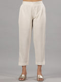 Juniper Natural Solid Liva Rayon Pant With Lace | Grocsy