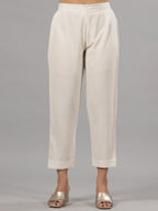 Juniper Natural Solid Liva Rayon Pant With Lace | Grocsy